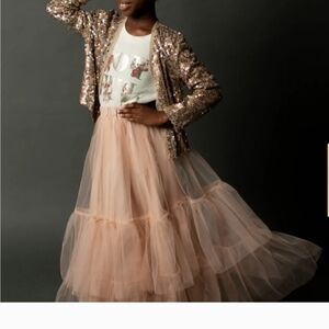Joyfolie Brigitte Skirt In Pink Dot - Pink Layered Tulle Skirt for Girls